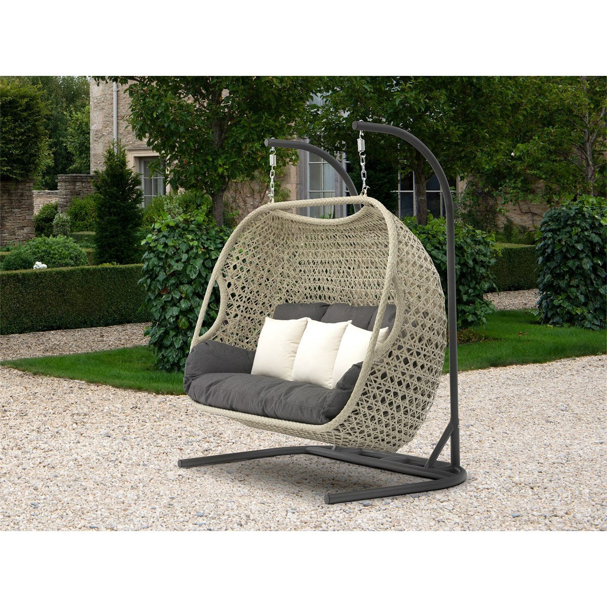 Dove Grey Rattan Triple Hanging Cocoongarden