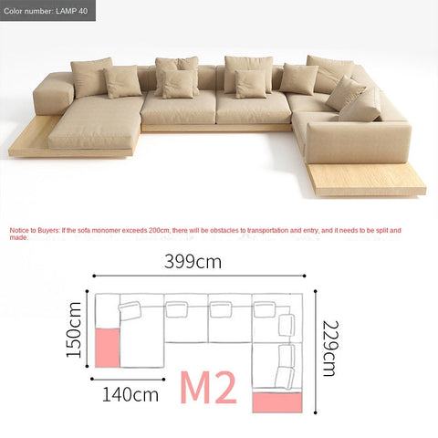 Fabric sofa Japanese style large apartment VillauType corner module combination sofa living room modern minimalist