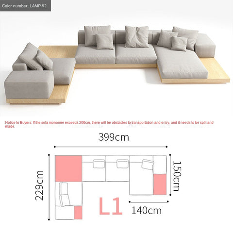 Fabric sofa Japanese style large apartment VillauType corner module combination sofa living room modern minimalist
