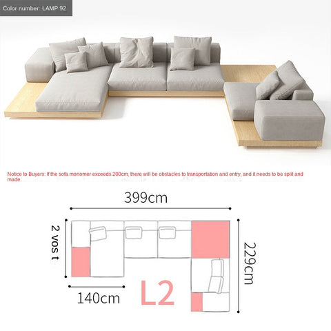Fabric sofa Japanese style large apartment VillauType corner module combination sofa living room modern minimalist