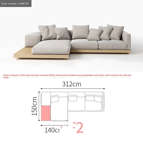 Fabric sofa Japanese style large apartment VillauType corner module combination sofa living room modern minimalist