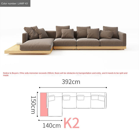 Fabric sofa Japanese style large apartment VillauType corner module combination sofa living room modern minimalist