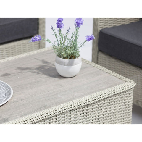 Dove Grey Rattan 2 Seater Sofa with Rectangle Coffee Table & 2 Armchairsgarden